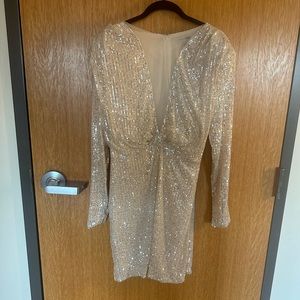 Ivory/ Champagne Fashion Nova Sequined Mini Dress Size 3XL (16/18)